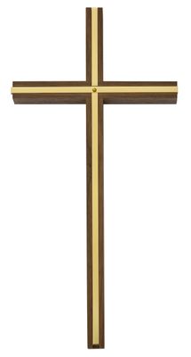 10&quot; Walnut Wall Cross With Brass Inlay