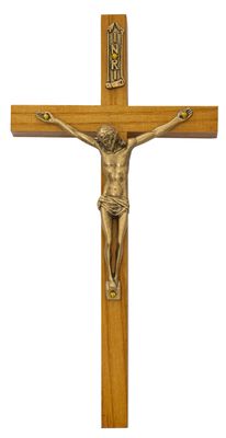 8&quot; Walnut Gold Corpus Crucifix