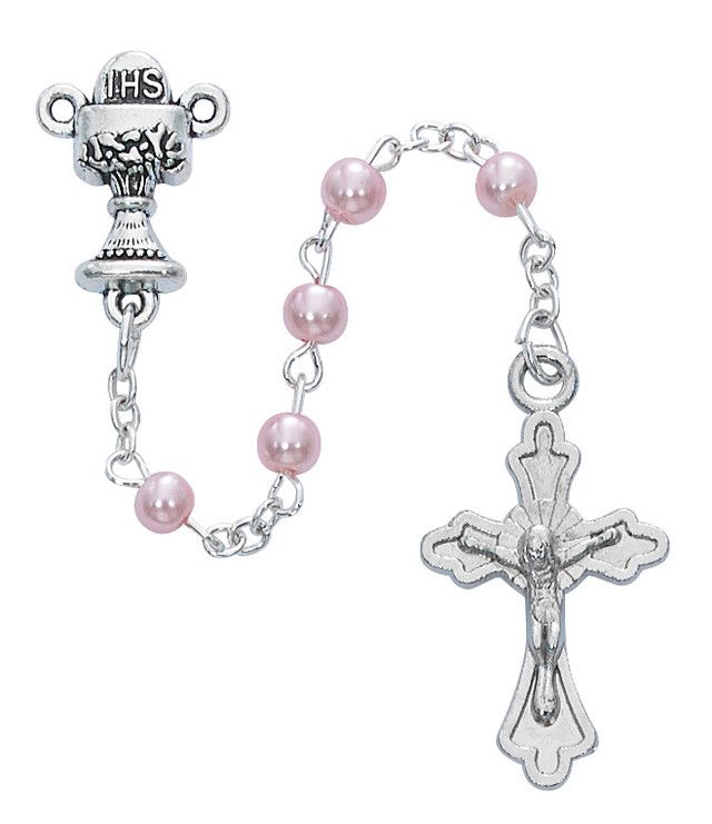 Pink Pearl Communion Rosary Pink Pearl Communion Rosary