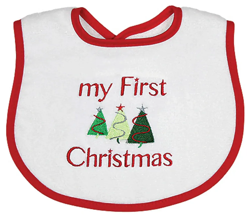 &quot;My First Christmas&quot; Embroidered Unisex Bib
