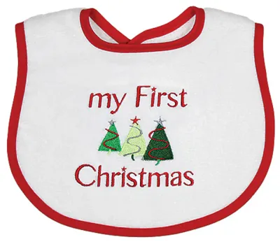 &quot;My First Christmas&quot; Embroidered Unisex Bib