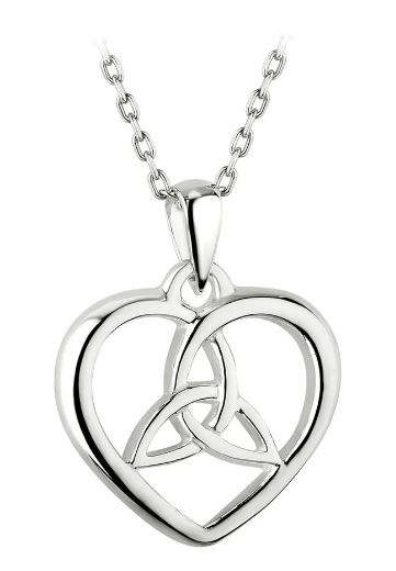 Sterling Silver Heart Trinity Knot Pendant on a 18&quot; Sterling Silver Chain