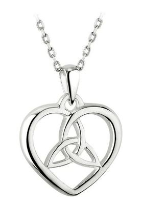 Sterling Silver Heart Trinity Knot Pendant on a 18&quot; Sterling Silver Chain