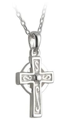 Children&#39;s Sterling Silver Celtic Cross Pendant on a 16&quot; Sterling Silver Chain