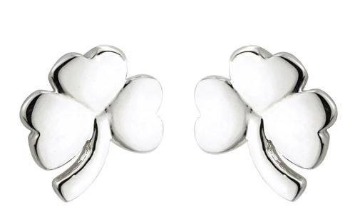 Sterling Silver Shamrock Stud Earrings