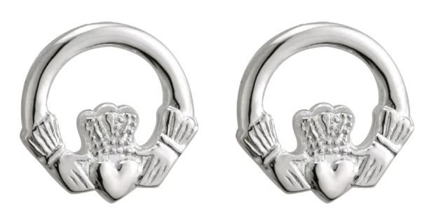 Sterling Silver Small Claddagh Stud Earrings