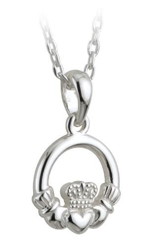 Children&#39;s Sterling Silver Claddagh Pendant on a 16&quot; Sterling Silver Chain