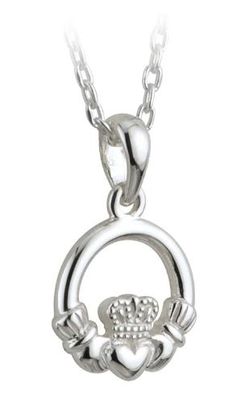 Children&#39;s Sterling Silver Claddagh Pendant on a 16&quot; Sterling Silver Chain
