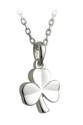 Children&#39;s Sterling Silver Shamrock Pendant on a 16&quot; Sterling Silver Chain