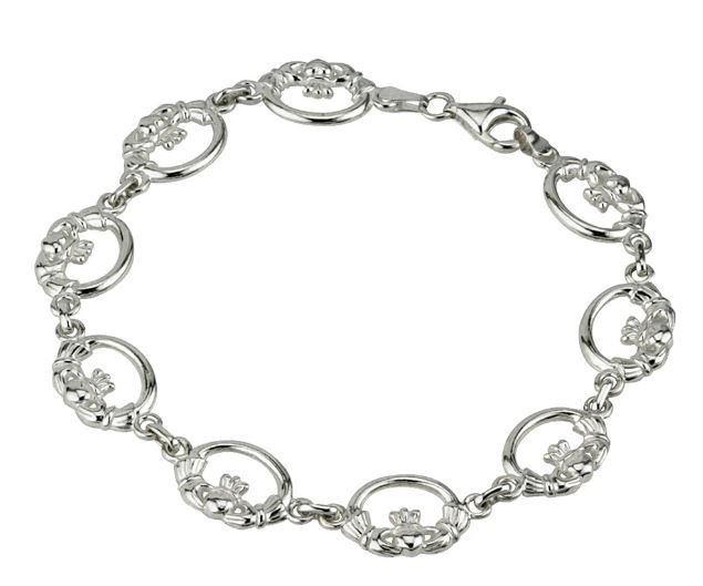 Sterling Silver Claddagh Links Bracelet