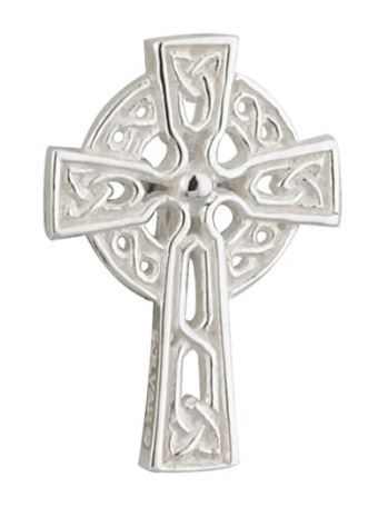 Rhodium Plated Celtic Cross Clutch Pin