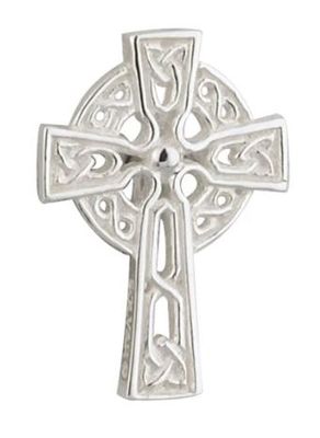 Rhodium Plated Celtic Cross Clutch Pin