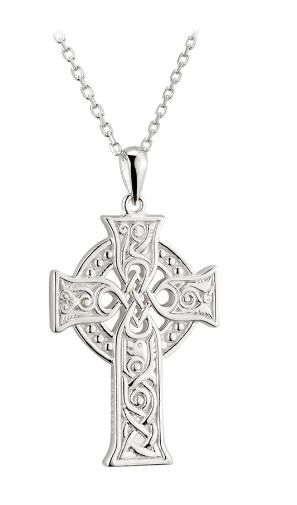 Sterling Silver Four Apostles Celtic Cross Pendant on a 18&quot; Sterling Silver Chain