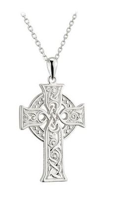 Sterling Silver Four Apostles Celtic Cross Pendant on a 18&quot; Sterling Silver Chain