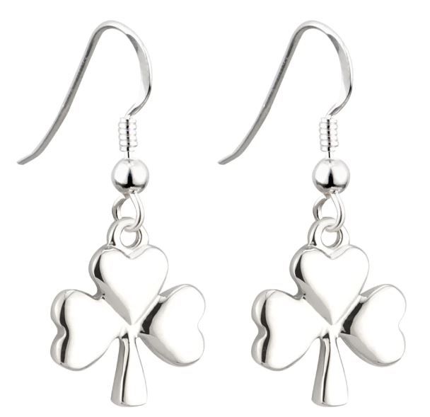 Rhodium Shamrock Drop Earrings