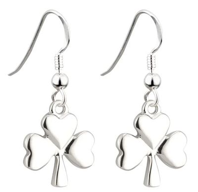 Rhodium Shamrock Drop Earrings