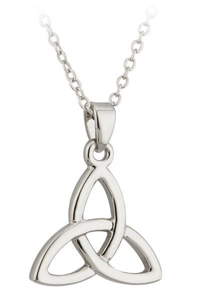 Rhodium Plated Trinity Knot Pendant on a 18&quot; Rhodium Plated Chain