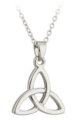 Rhodium Plated Trinity Knot Pendant on a 18&quot; Rhodium Plated Chain