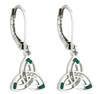 Rhodium Crystal Trinity Drop Earrings