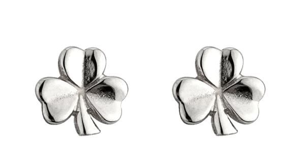 Sterling Silver Shamrock Stud  Earrings