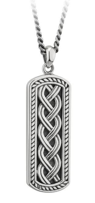 Sterling Silver Oxidised Celtic Ingot Pendant on a 20&quot; Sterling Silver Chain