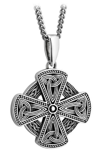 Men&#39;s Sterling Silver Celtic Cross Necklace on a 20&quot; Sterling Silver Chain