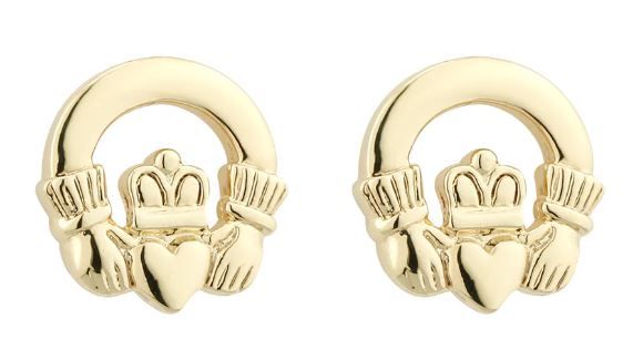Gold Plated Claddagh Stud Earrings