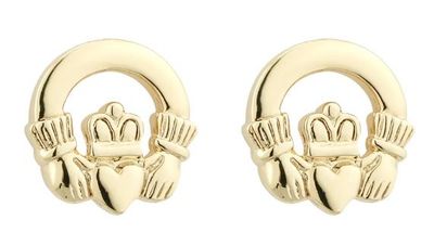 Gold Plated Claddagh Stud Earrings