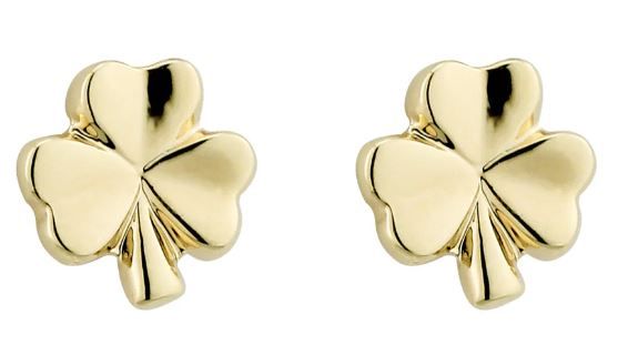 Gold Plated Tiny Shamrock Stud Earrings