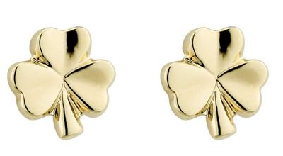Gold Plated Tiny Shamrock Stud Earrings