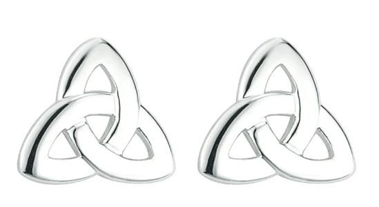 Rhodium Trinity Knot Stud Earrings