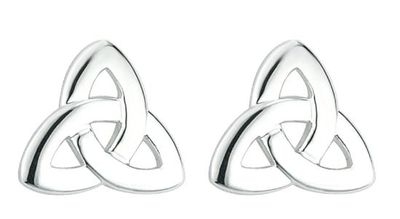 Rhodium Trinity Knot Stud Earrings