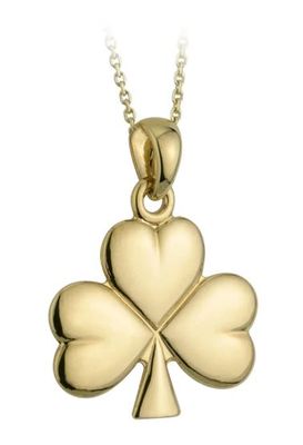 Gold Plated Shamrock Pendant on a 18&quot; Gold Plated Chain