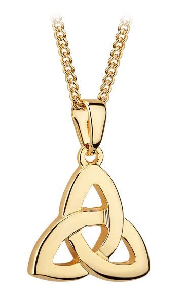 Gold Plated Trinity Knot Pendant on a 18&quot; Gold Plated Chain