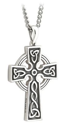 Men&#39;s Sterling Silver Double Sided Oxidised Cross on a 20&quot; Steel Chain