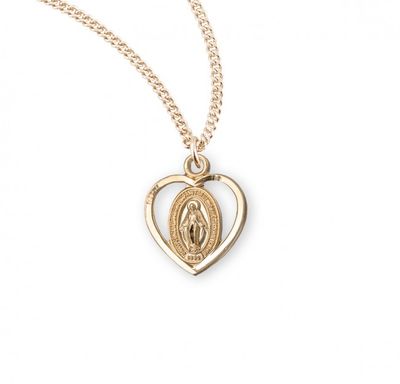 Gold Over Sterling Silver Miraculous Medal on a 18&quot; Gold Plated Chain