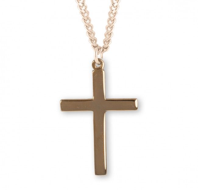 16kt Gold Over Sterling Plain Medal Cross on a 20&quot; Gold Plated Chain