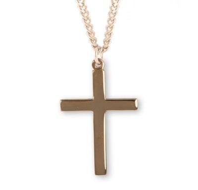 16kt Gold Over Sterling Plain Medal Cross on a 20&quot; Gold Plated Chain