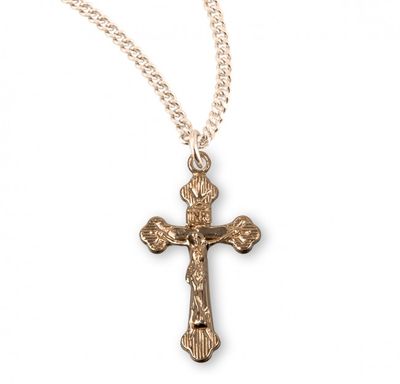 16kt Gold Over Sterling Silver Flare Tipped Crucifix on a 18&quot; Gold Plated Chain