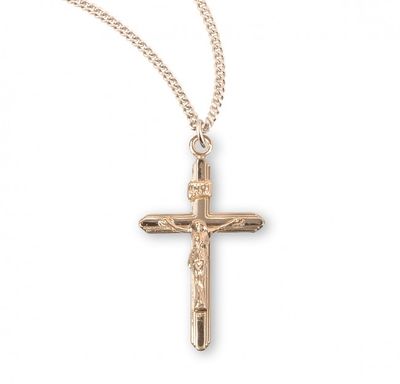 16kt Gold Over Sterling Crucifix on a 18&quot; Gold Plated Chain