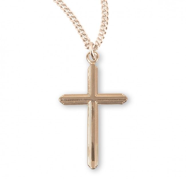 16kt Gold Over Sterling Cross on a 18&quot; Gold Plated Chain