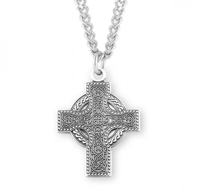 Sterling Silver Iona Celtic Cross on a 24&quot; Rhodium Plated Chain