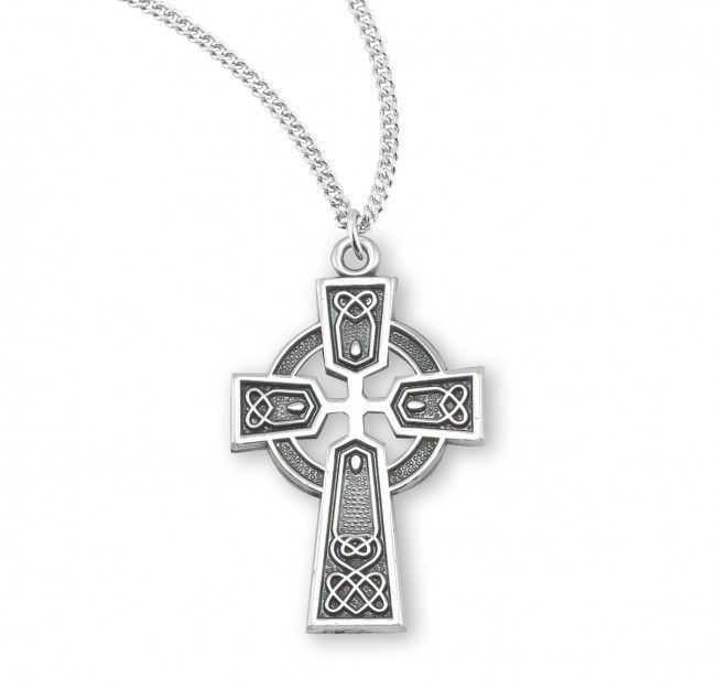 Sterling Silver Small Celtic Cross on a 18&quot; Rhodium Plate Chain