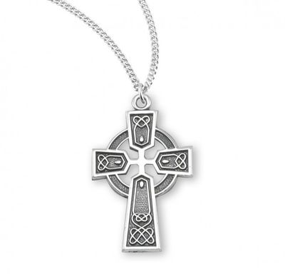 Sterling Silver Small Celtic Cross on a 18&quot; Rhodium Plate Chain