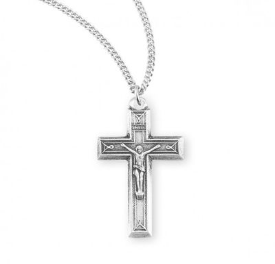Sterling Silver Crucifix on a 18&quot; Rhodium Plated Chain
