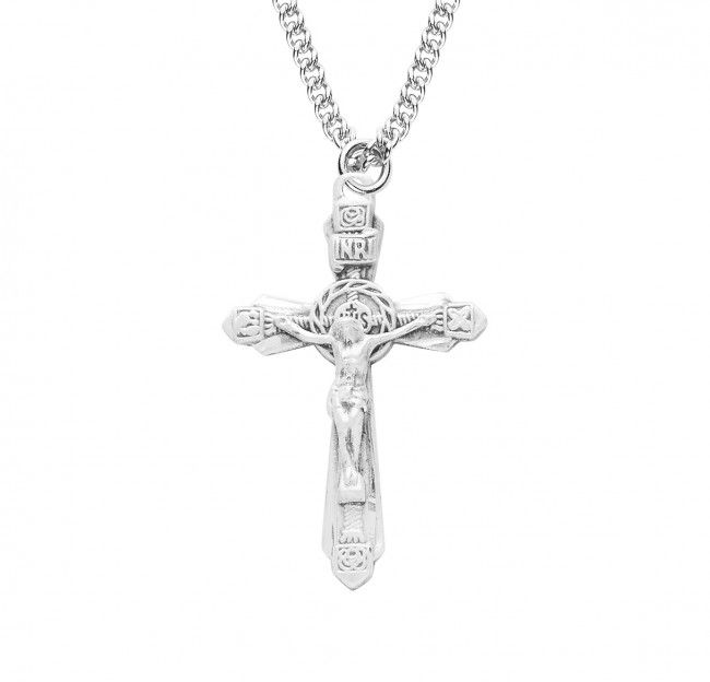 Sterling Silver Fancy Crucifix on a 18&quot; Rhodium Plate Chain