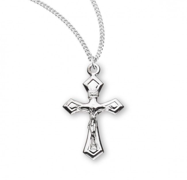 Sterling Silver Fancy Crucifix on  a 18&quot; Rhodium Plated Chain