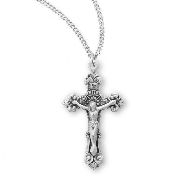 Sterling Silver Medium Crucifix on a 18&quot; Rhodium Plated Chain