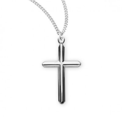 Sterling Silver Medium Cross on Cross on a 18&quot; Rhodium Plated Chain