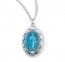 Sterling Silver Blue Enamel Miraculous Medal on a 18&quot; Rhodium Plated Chain